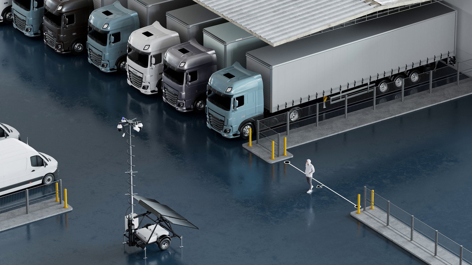 Verkada MT81 cloud-managed security trailer — solar mast and cameras, partner-deployed by SAINT in Lincoln and Omaha